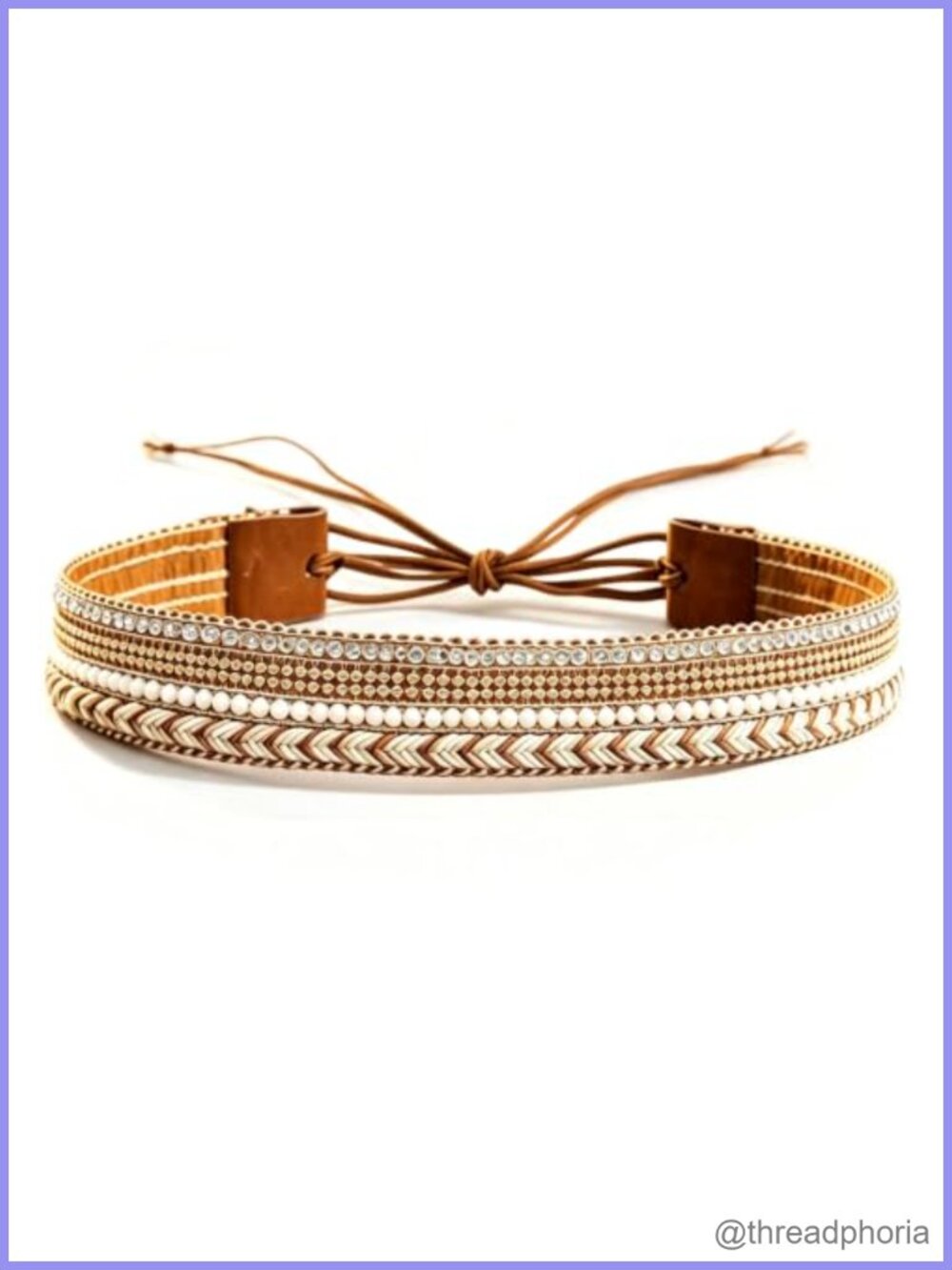 PU Leather Faux Pearl Rhinestone Cowboy Hat Band Boho Western Fedora Accessory